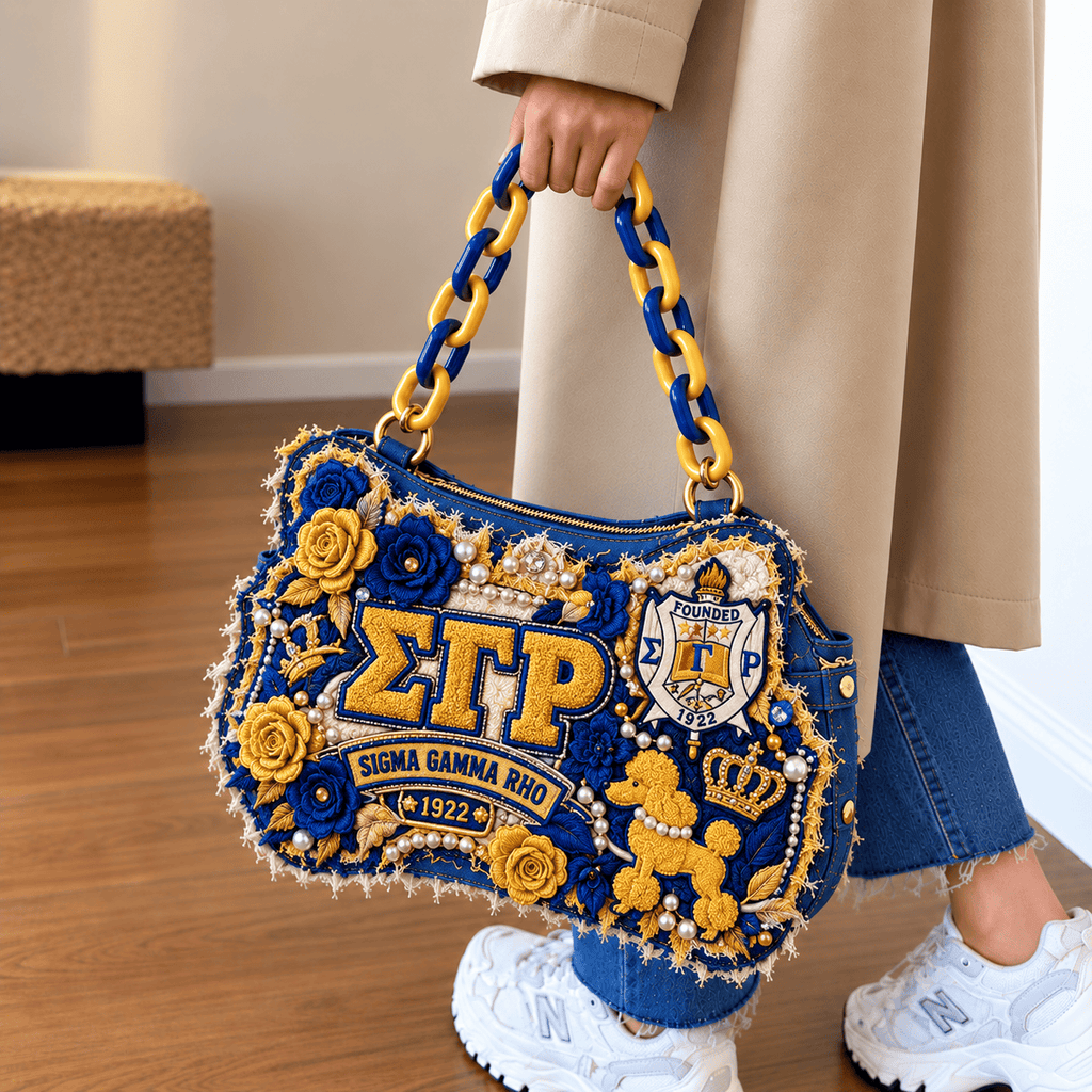 SGRO Sculptural Embroidered Denim Handbag NTKO