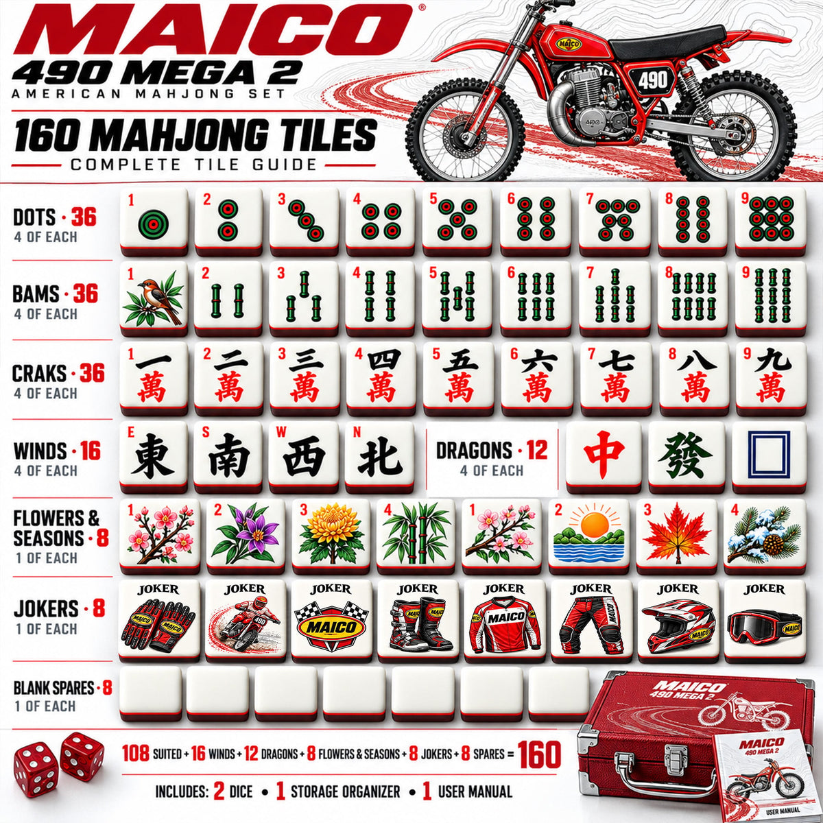 Premium MAI Mahjong Tiles Set PVNA