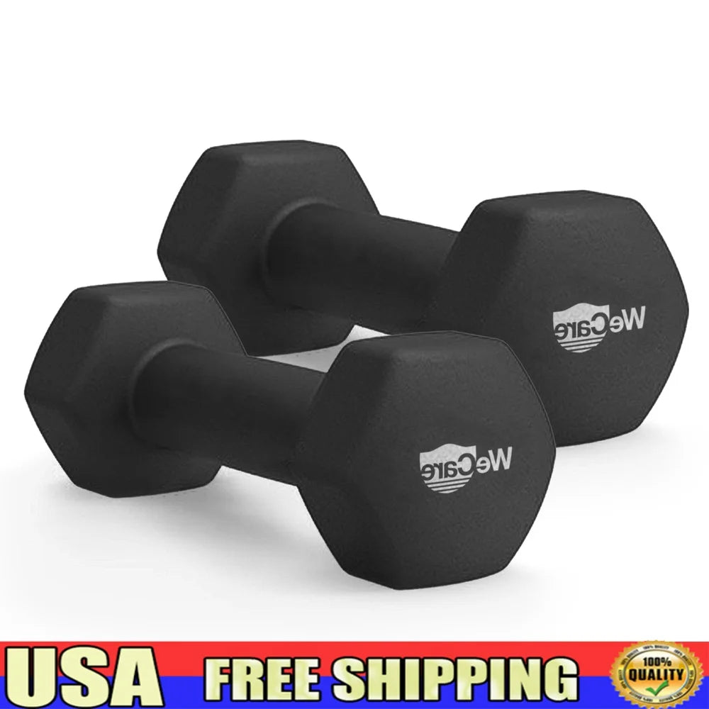 2lb Neoprene Coated Hex Dumbbell Pair Anti-Roll Anti-Slip Ergonomic Design Free Weight Exercise Equipment Home Gym Fitness