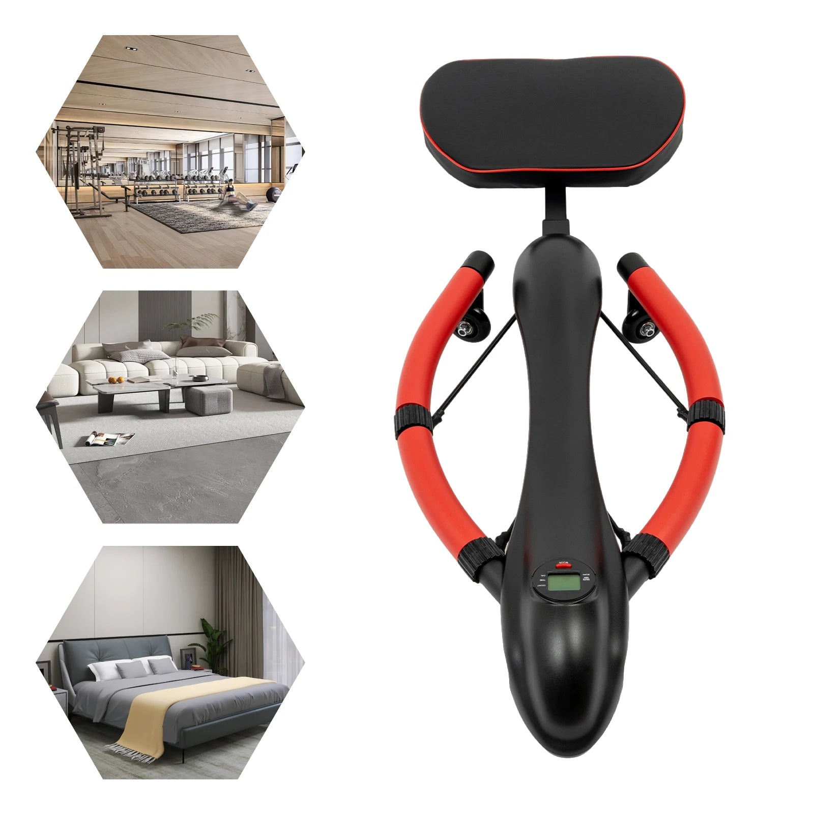 Home Abdominal Rolling Machine, Abdominal and Full Body Exercise Equipment, Strength Training, 150k Load Capacity Red/Yellow